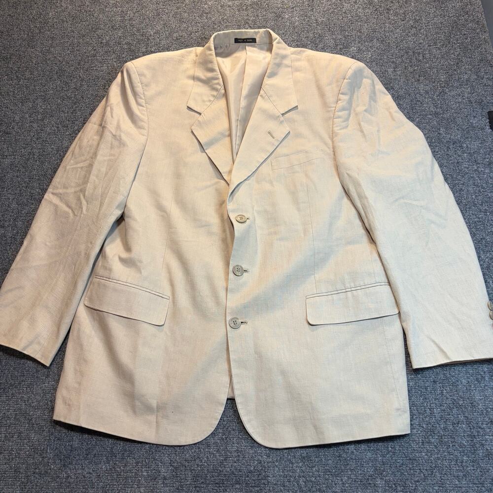 Mens Sport Coat Blazer 52R Regular Tan Beige Two Button Notch Lapel Jacket